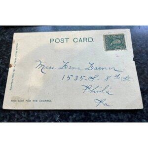 Antique 1908 Postcard 1 Cent Green Franklin Stamp "House In Bartram's Garden